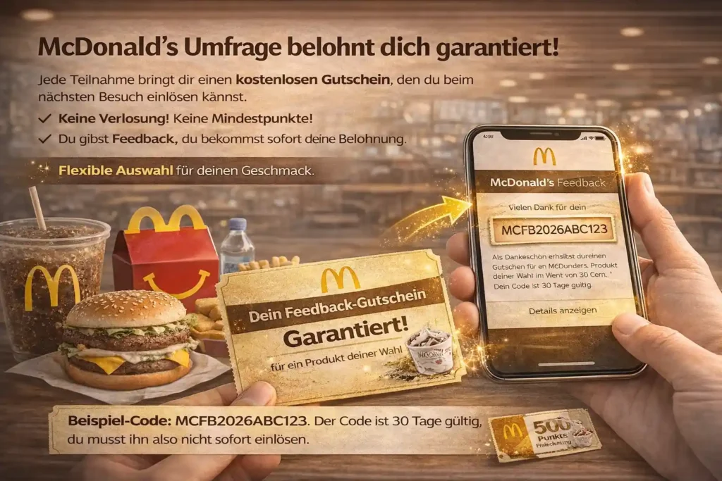 McDonalds Umfrage 2026 1 Belohnungen & Vorteile der McDonalds Umfrage