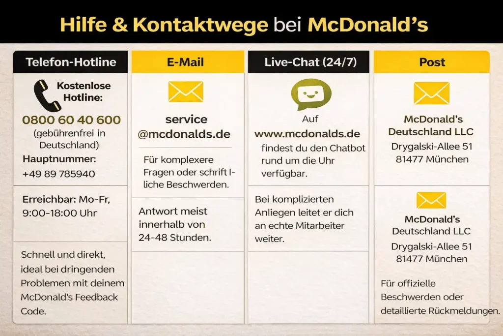 Kontaktdaten: McDonald's Kundenservice Deutschland - visual infographics