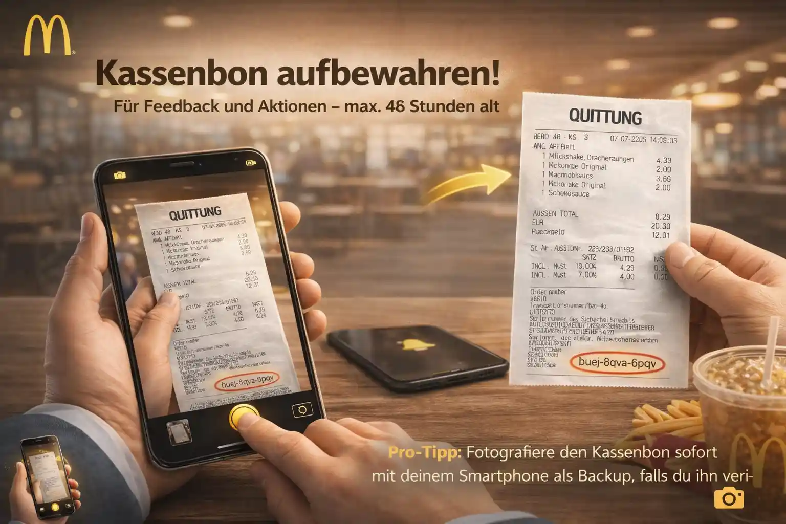 Schritt 1: Kassenbon aufbewahren - Mcdonalds feedback
