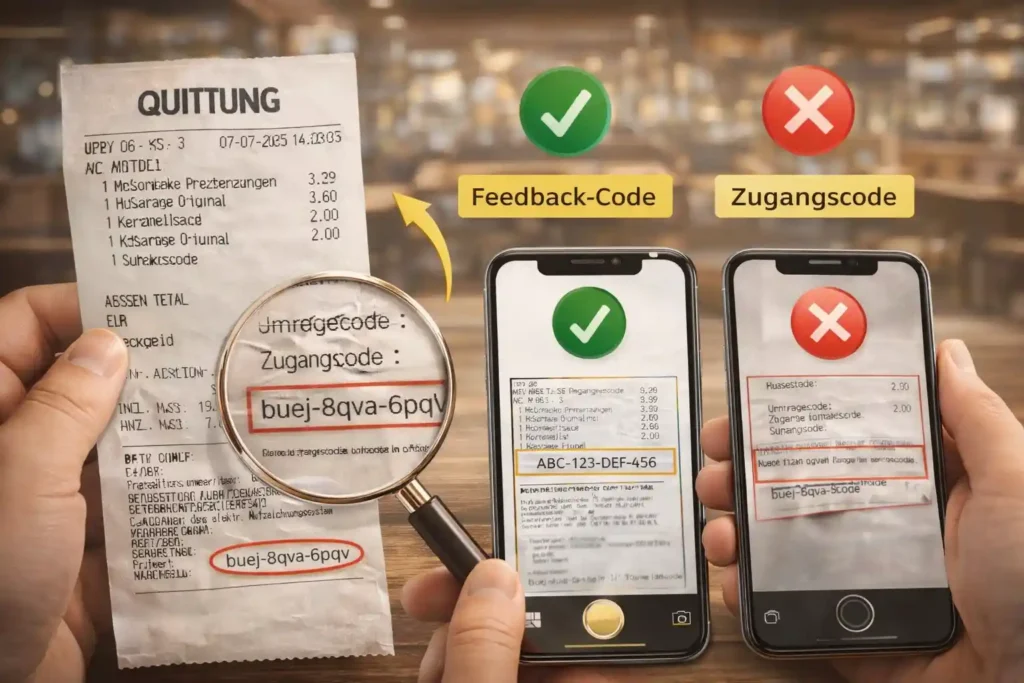 Schritt 2: Umfragecode auf dem Beleg finden - mcdonalds feedback