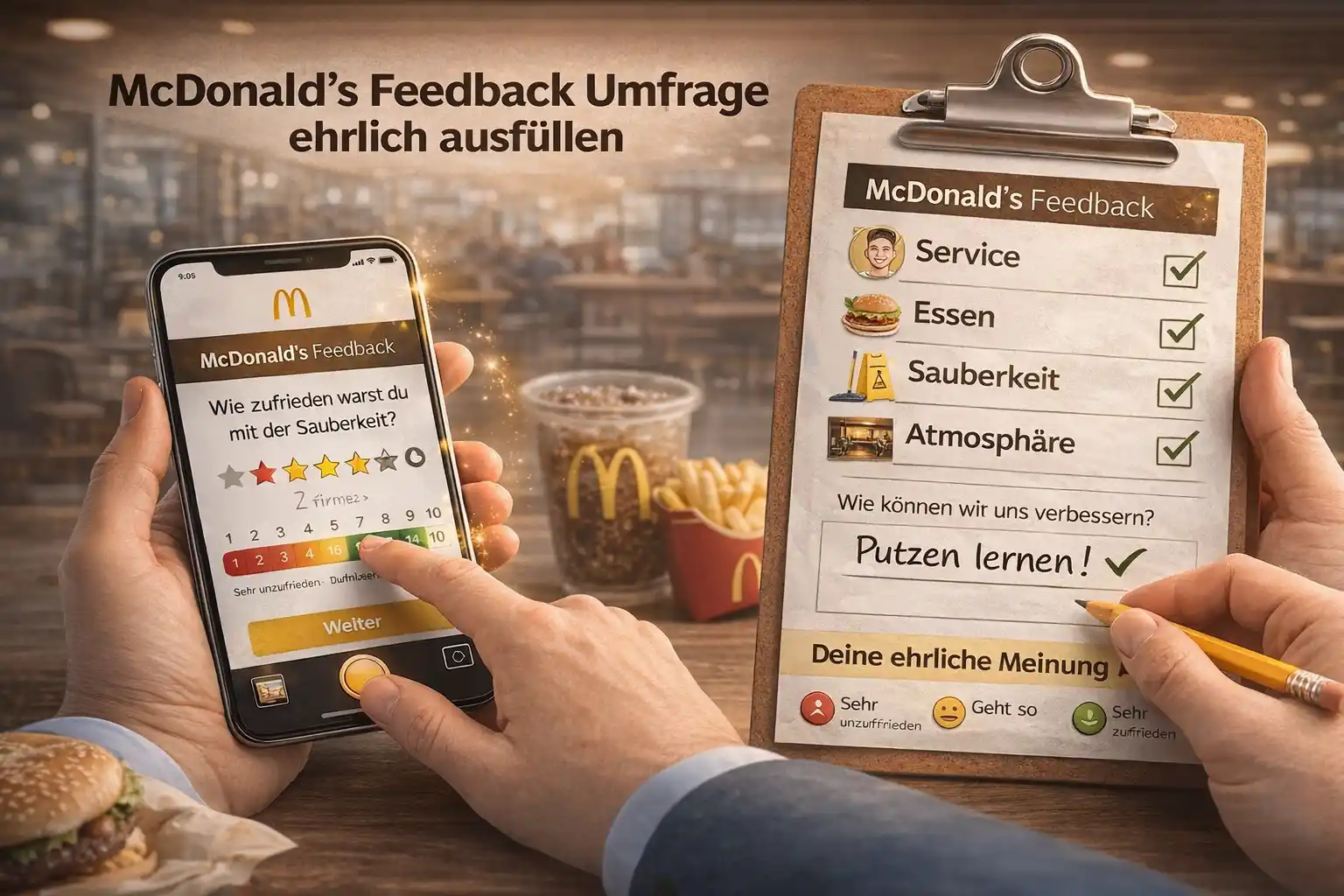 McDonalds Feedback 2026 – Gratis Kaffee & Cola sichern 4 Schritt 5: McDonalds Feedback Umfrage Fragen ausfüllen - Mcdonalds feedback