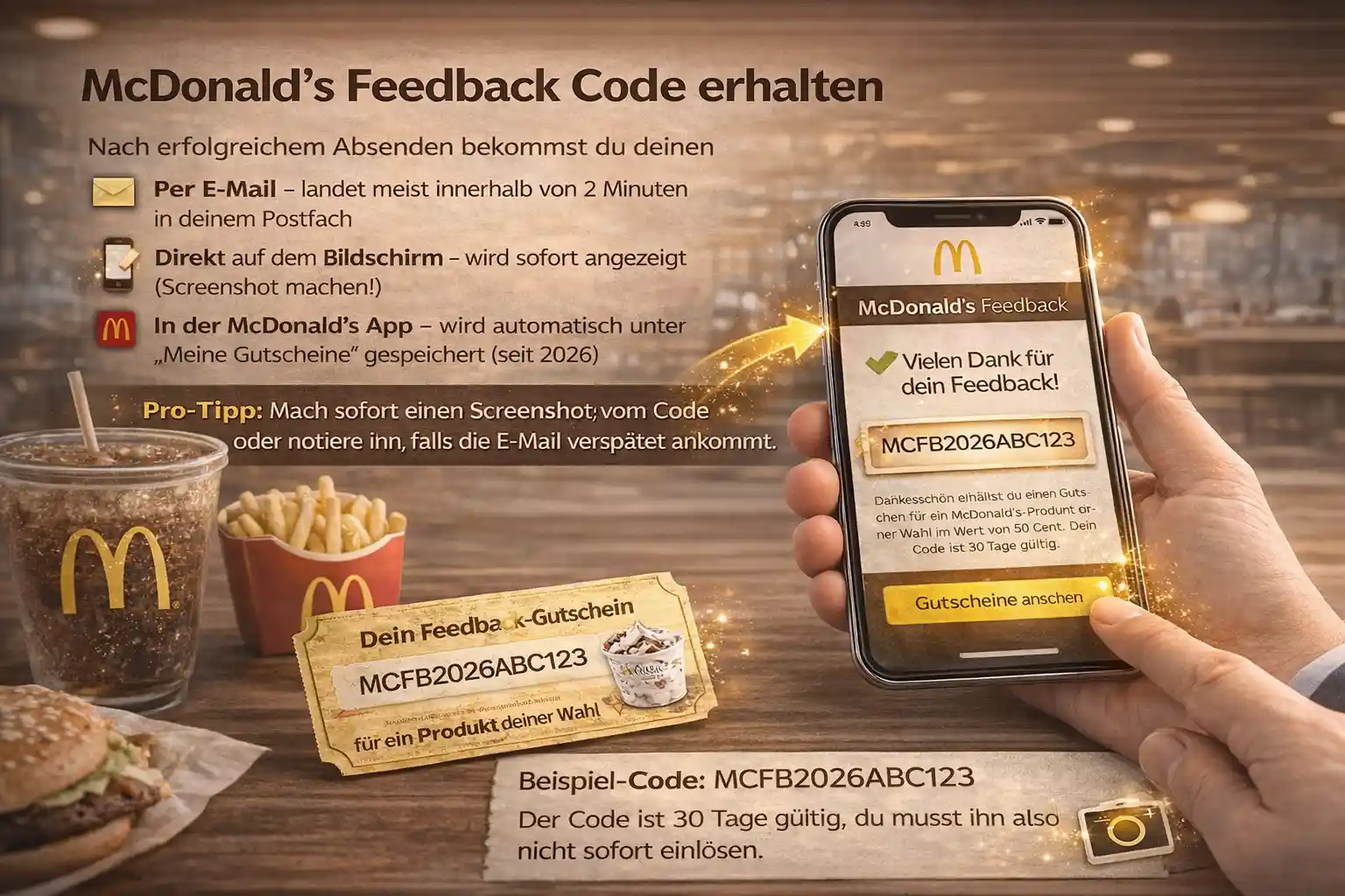 Schritt 7: McDonald’s Feedback Code erhalten - Mcdonalds feedback