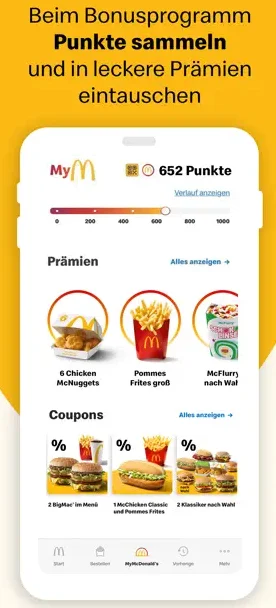 Treuepunkte sammeln im MyMcDonald's Bonusprogramm mit Prämien-Übersicht